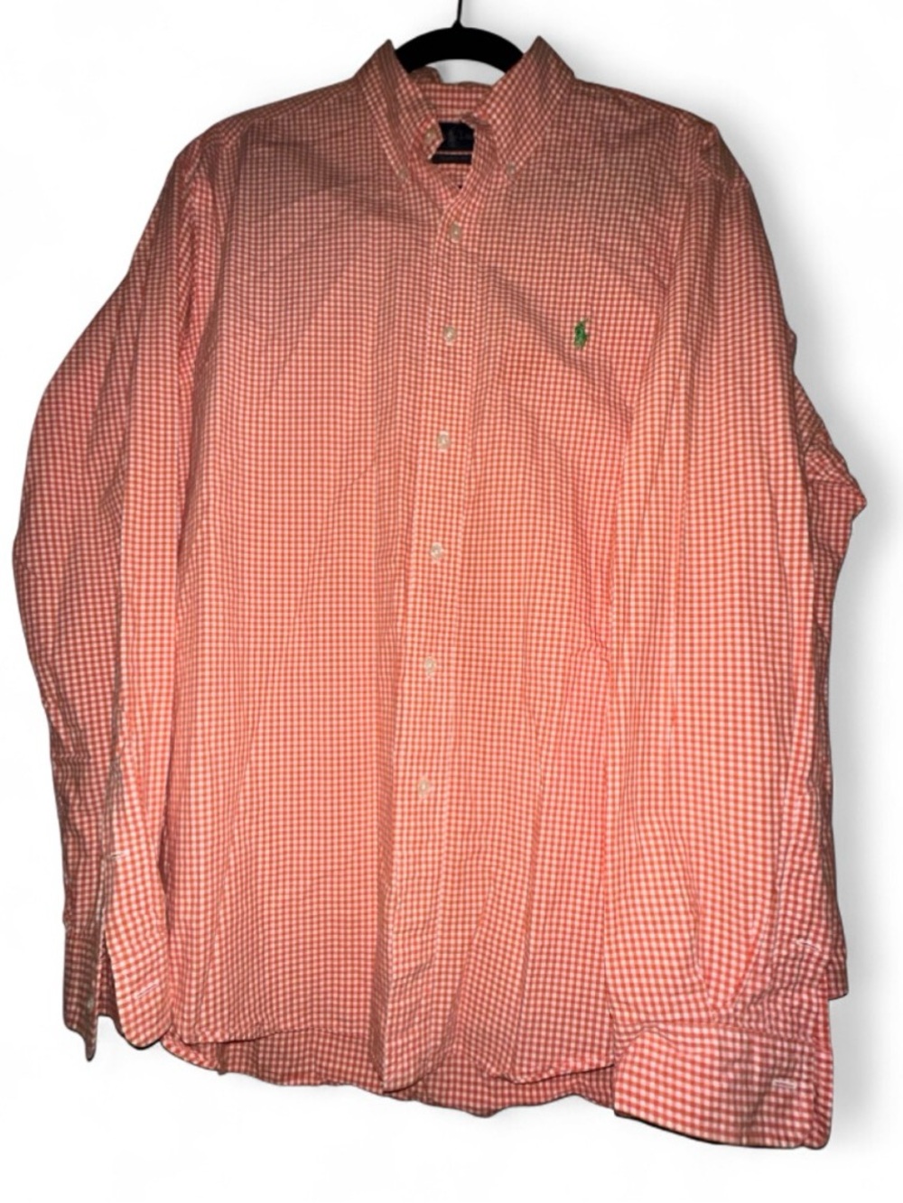 Ralph Lauren Men’s Orange and White Gingham Button-Down Shirt